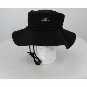 O'Neill Unisex Booney Hat ONE SIZE Black Wide Drawstring Bucket Embroidered